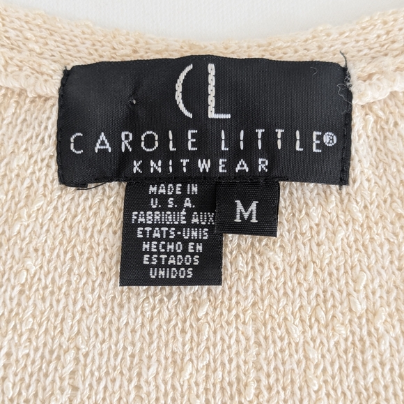 Vintage Carole Litty Boucle KNIT TOP Short Sleeve Yellow Cream Sz M 90s Feminine - Picture 10 of 12